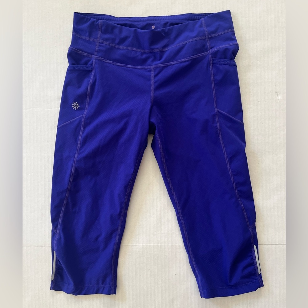 Athleta crop leggings blue purple internal drawstring small